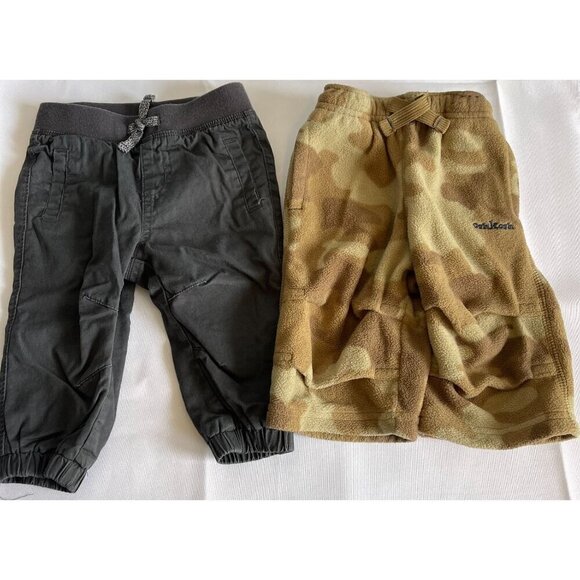 Set of 2 Baby Boy Pants Cargo/Fleece Oshkosh, Cat & Jack Size 6 Months - Picture 1 of 9
